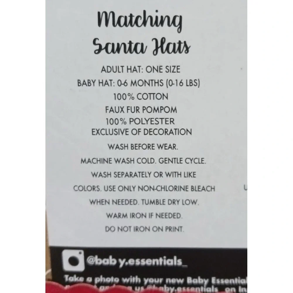 NEW Baby Essentials Matching Santa Hats - My First Christmas/Best Christmas